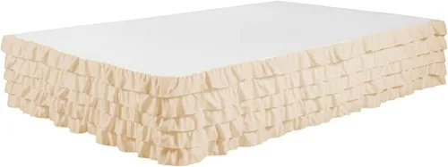 Miniatura 3 de Falda de cama escalonada con volantes de cascada 100% microfibra cepillada con caída de 14 pulgadas, tamaño individual, color azul Allure