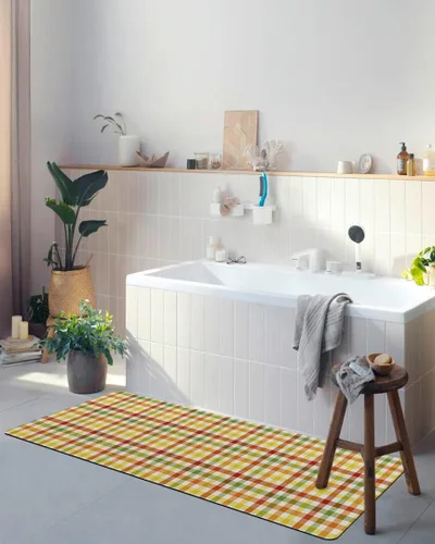 Miniatura 4 de Tapete de baño con diseño a cuadros para bañera, antideslizante, de secado rápido y absorbente, de tierra de diatomeas, para fregadero de cocina