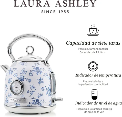 Miniatura 7 de Laura Ashley Hervidor Eléctrico de Acero Inoxidable 1.7 Litros - Hervidor Eléctrico de 1500W de Hervido Rápido para Hervir Agua - Hervidores