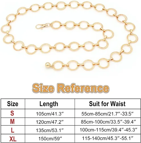 Miniatura 5 de HIQUACC Cadena de cintura de metal para mujer, joyería de cuerpo grueso, cinturón de eslabones para el vientre
