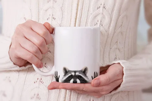 Miniatura 7 de MUGBREW Raccoon Hands Out (1) Taza de café de cerámica, 11 onzas Mapache Manos Fuera (1)