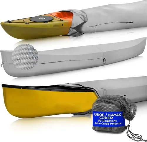 Miniatura 10 de EliteShield Cubierta para canoa, cubierta para kayak; impermeable, resistente a los rayos UV, de poliéster de grado marino, canoa, kayak, barco, Gris