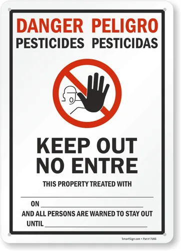 SmartSign -S-4971-AL-14 Letrero bilingüe "Peligro - Pesticidas, Keep Out" | Aluminio de 10" x 14", Negro/Rojo sobre Blanco