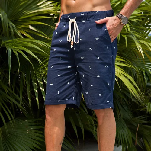 Miniatura 4 de Boisouey - Pantalones cortos de verano para hombre, de lino, estilo informal