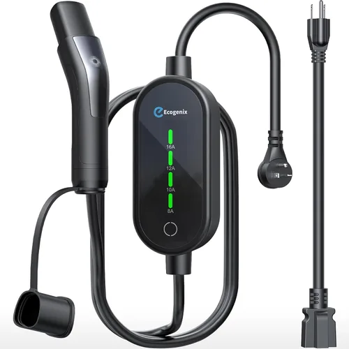 Miniatura 7 de Ecogenix Cargador móvil Tesla de nivel 1/2, cable de carga portátil para el hogar de 16A/110V-240V para Modelo 3/Y/S/X, amperaje ajustable, apto