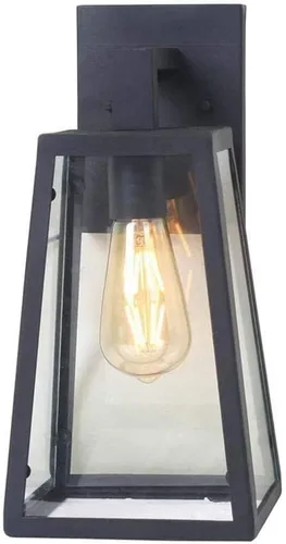 Home Decorators Collection Colonade Collection - Aplique de pared mediano para exteriores con cristal transparente y 1 luz color negro arena