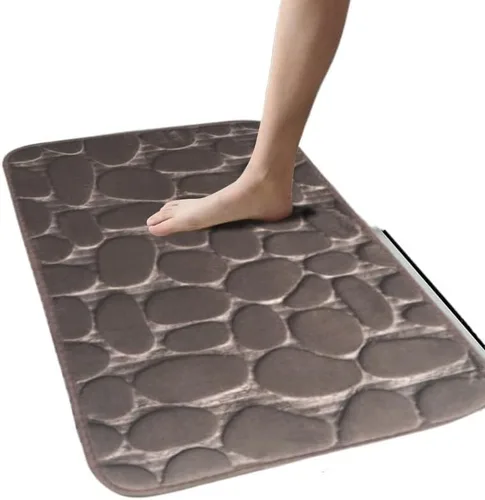 Alfombra antideslizante de Baño De Franela Gruesa Antideslizante, Almohadilla De Espuma Viscoelástica, Adoquín En Relieve, Alfombra De Suelo De