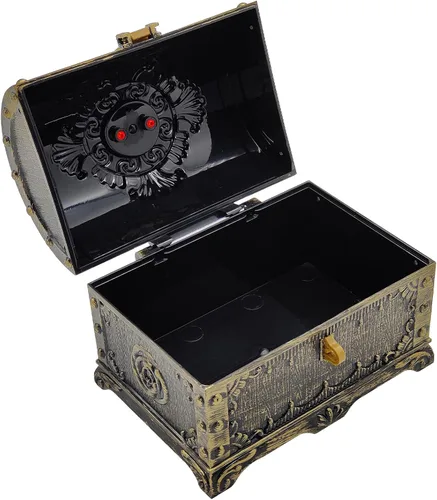 Miniatura 5 de Caja de Almacenamiento Flyekist para Niños, Cofre del Tesoro Pirata, Rojo con Incrustaciones de Rinstones en la Parte Superior, Cofre Decorativo
