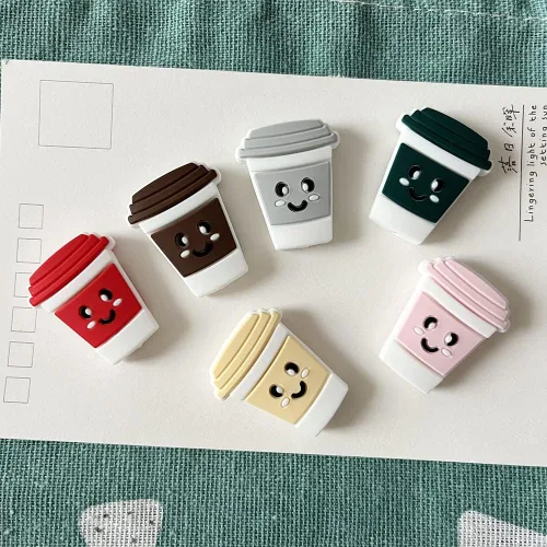 Miniatura 4 de 18 cuentas de taza de café de dibujos animados en forma de taza, cuentas espaciadoras planas sueltas para hacer llaveros, pulseras, collares