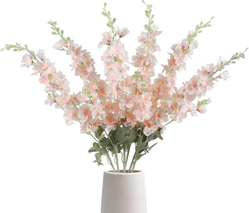 Miniatura 24 de IPOPU 6 PCS Flores Artificiales de Delfínium Flores Artificiales de Espuela de Cordero Flores de Seda de 85 cm de Tallo Largo para Arreglos de Boda
