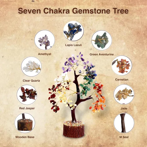Miniatura 2 de Árbol de la vida de cristal de siete chakras para energía positiva, árbol de feng shui, árbol bonsái, piedras curativas, árbol de dinero, decoración