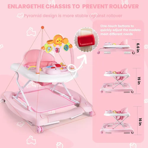Miniatura 6 de Boyro Baby Andador de bebé 5-en-1, andadores de bebé para niños y niñas de 6 a 12 meses, andador de actividad plegable, andador para bebés y niños