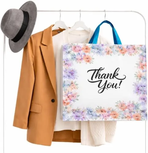 Miniatura 6 de Infinite Pack Bolsas grandes de mercancía de agradecimiento con asa de lazo, bolsa de boutique brillante, refuerzo inferior de 3 pulgadas y 3 mil