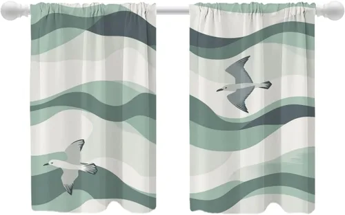 Miniatura 57 de Shrahala Abstract Pattern Geometric Blackout Window Curtains, Concentric Squares Thermal Insulated Curtains Grommet Long Drapes for Bedroom,Living