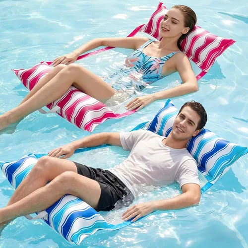 Miniatura 8 de Jasonwell Flotadores inflables para piscina para adultos, hamaca de tela para piscina, hamaca de agua, lago, playa, tumbona flotante, piscina