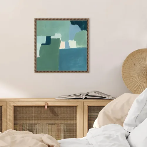 Miniatura 5 de Amanti Art Lienzo enmarcado para pared, 16 x 16 pulgadas, verde azulado y salvia I de Victoria Barnes, lienzo enmarcado para pared, obras de arte
