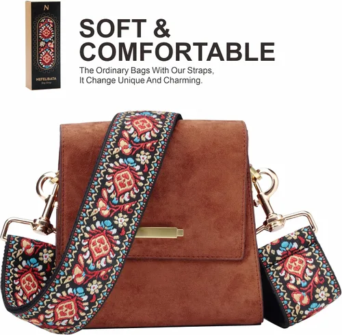 Miniatura 4 de Correa para bolso, correa ajustable de 2 pulgadas de ancho, correa cruzada de varios patrones, A#-flor roja, Lienzo, personalizado, unisex