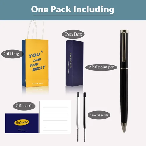 Miniatura 6 de Ancolo Juego de bolígrafos personalizados de regalo de oficina con 2 recambios negros y bonita caja de bolígrafos grabada con tus nombres