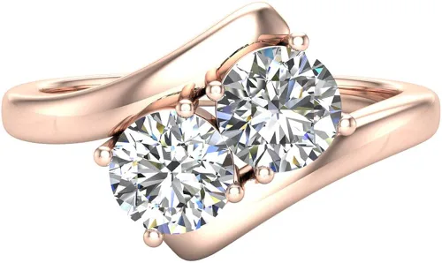 Miniatura 4 de Anillos de compromiso de diamantes brillantes redondos de dos piedras de oro de 14 quilates 0.36 quilates (G,VS)