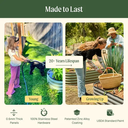 Miniatura 6 de Vego garden Kit de cama de jardín elevada, 17 pulgadas de alto, 9 en 1, 8 x 2 pies, maceta elevada de metal para verduras, flores, jardinera