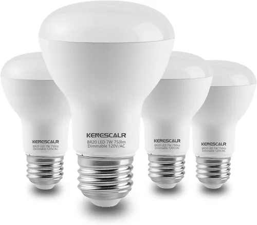 BR20 Bombilla LED regulable 3000 K, blanco cálido, 7 W, 50 W, 60 W, equivalente a 750 lm, base E26, bombillas de inundación para iluminación de