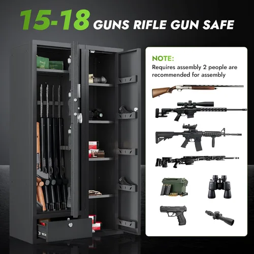 Miniatura 2 de KAER Gabinete seguro para armas 15-20, 2 en 1, cajas fuertes grandes para rifles y pistolas, para rifles y pistolas para rifles y pistolas
