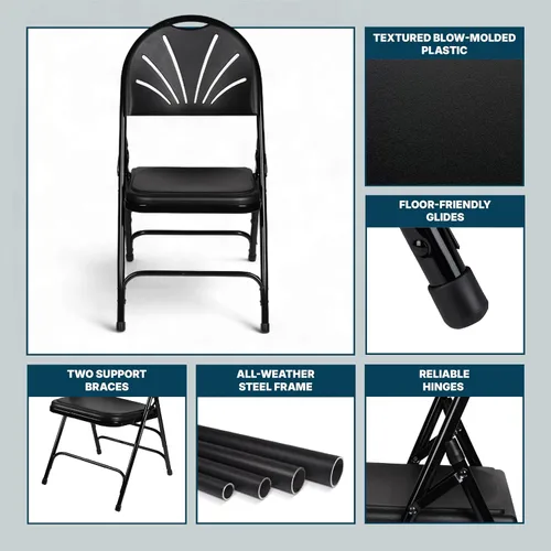 Miniatura 9 de OEF Furnishings OEF1100 Series - Sillas plegables de plástico de alta resistencia, sillas comerciales para eventos con soporte triple y capacidad