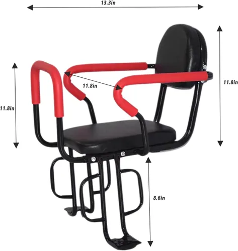 Miniatura 2 de Asiento de bicicleta para niños, marco trasero, silla de bicicleta para niños, soporte trasero con pasamanos y cinturón de seguridad para niños