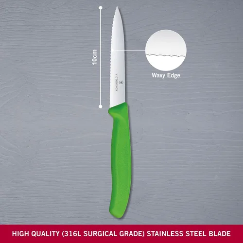 Miniatura 2 de Victorinox 6.7736.L4 Cuchillo de pelar clásico suizo para cortar y preparar frutas y verduras Hoja dentada en verde 3.9 pulgadas