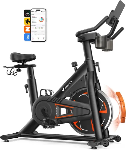 Miniatura 11 de Merach Bicicleta estática magnética, bicicleta estacionaria de bajo ruido para el hogar con cómodo cojín de asiento, bicicleta giratoria