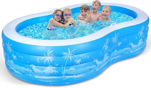 Piscina Inflable, 102" x 63" x 27" Piscina Inflable Grande de Tamaño Completo con Asientos y Asas, Piscinas Extra Grandes Inflables Duraderas y