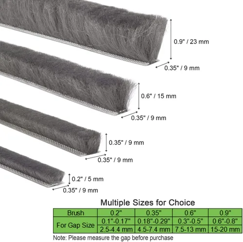 Miniatura 5 de Sello autoadhesivo para puertas y ventanas: relleno aislante insonorizante para marcos correderos, exteriores, frontales y jambas, 0.2 pulgadas x