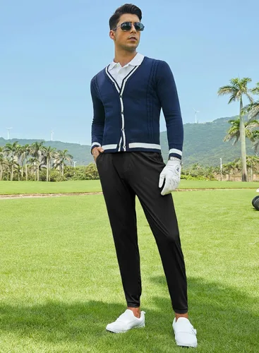 Miniatura 8 de JMIERR Pantalones de golf para hombre Pantalones deportivos elásticos casuales ajustados para senderismo, viajes, trabajo, pantalones de vestir
