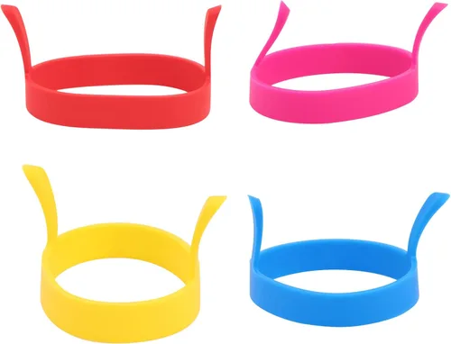 Paquete de 4 anillos de silicona para huevos, anillos de huevo antiadherentes, moldes para cocinar, anillos perfectos para huevos fritos o