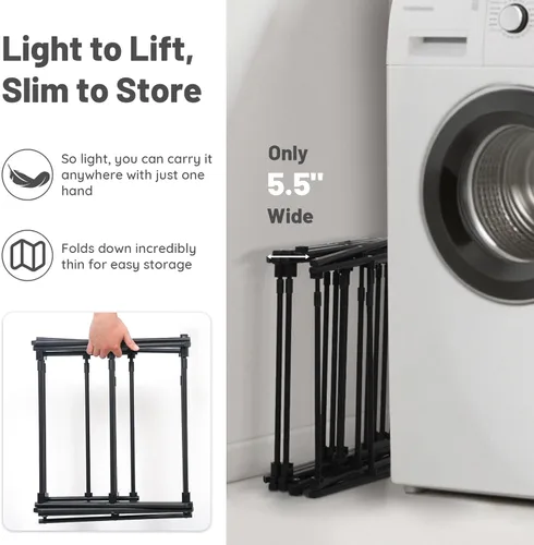 Miniatura 8 de ZOES HOMEWARE Escurridor de ropa plegable de 4 niveles Estante de secado de ropa plegable Estante de secado de ropa plegable para lavandería