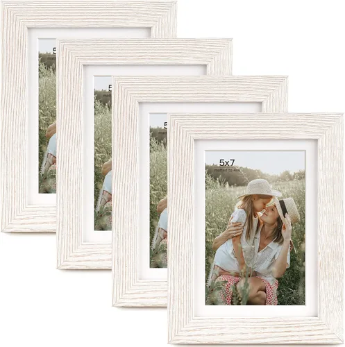 Miniatura 8 de Momentworth Portarretratos de 4 x 6 pulgadas con paspartú para 3.5 x 5 pulgadas, marcos de fotos con grano de madera negra envejecida para pared