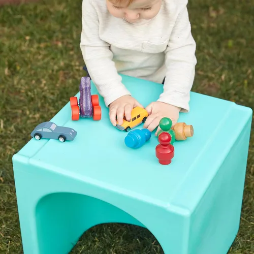 Miniatura 10 de ECR4Kids Tri-Me - Juego de mesa y sillas cubo, muebles multiusos, color aguamarina, 3 piezas