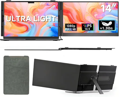 Miniatura 11 de Extensor de pantalla para laptop de 14 pulgadas, monitor portátil dual FHD 1080P IPS segunda pantalla para portátiles de 13 a 17 pulgadas, Plug &