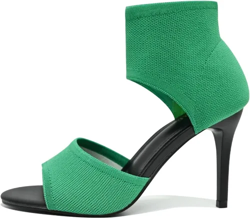 Miniatura 20 de Tacones de Puntera Abierta para Mujer, Sexys Tacones de Aguja de 3 Pulgadas, Sandalias de Tacón para Mujer con Puntera Abierta, Amplias, de Tejido
