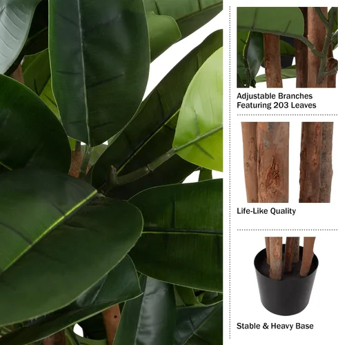 Miniatura 2 de Pure Garden - Planta de goma artificial, árbol sintético de 70 pulgadas con hojas de tacto natural, planta de interior realista en maceta