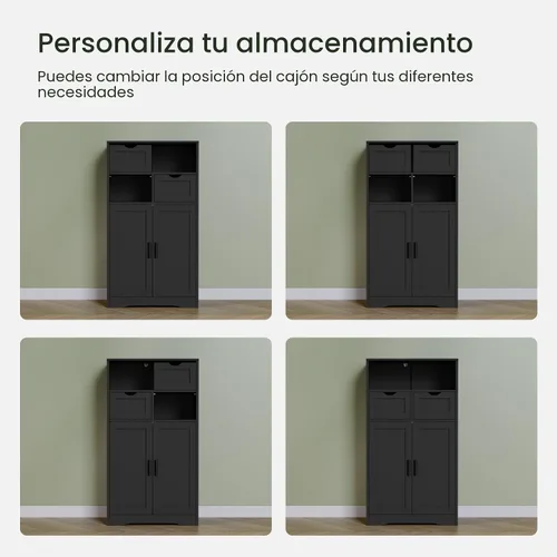 Miniatura 6 de Iwell Armario de almacenamiento con puertas y estantes, armario de despensa de cocina, gabinetes de baño para sala de estar, cocina, lavandería