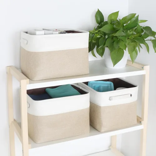 Miniatura 5 de Contenedores plegables de almacenamiento, canastas de tela plegables en forma de cubo con asas duraderas, organizadores de armario para organizar