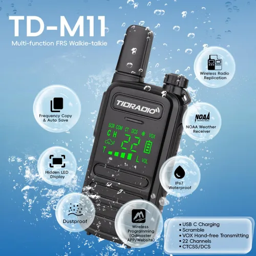 Miniatura 3 de TIDRADIO TD-M11 Walkie Talkies impermeable IP67, programación Bluetooth de aplicación/web, radios bidireccionales FRS de largo alcance, copia freq