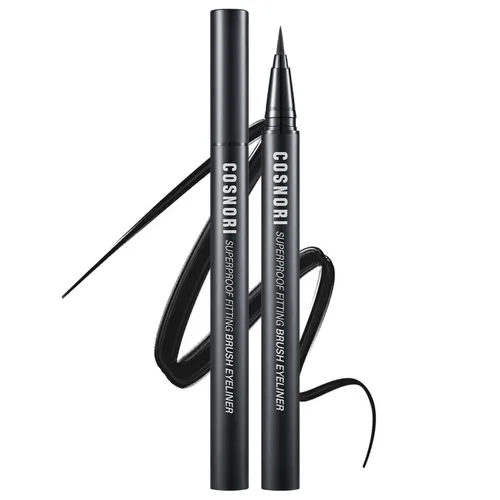 COSNORI Delineador de ojos Superproof Brush 01 Black – Delineador de ojos líquido de 24 horas – Delineador de ojos líquido súper delgado y duradero