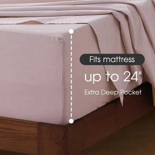 Miniatura 3 de Juego de sábanas HYPREST de bolsillo extra profundo tamaño Queen, se adapta a colchones de 18"-24" de profundidad - Juego de sábanas Queen 100% Rosa