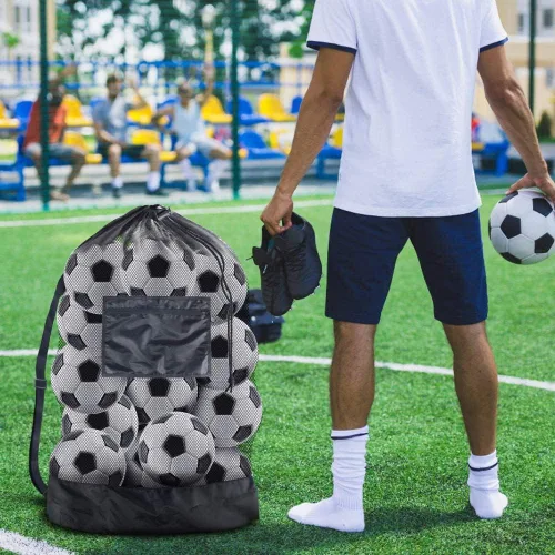 Miniatura 6 de BROTOU Bolsa de malla extra grande, bolsa de fútbol con cordón para entrenador, uso para baloncesto, voleibol, béisbol, bolsa de equipo de malla