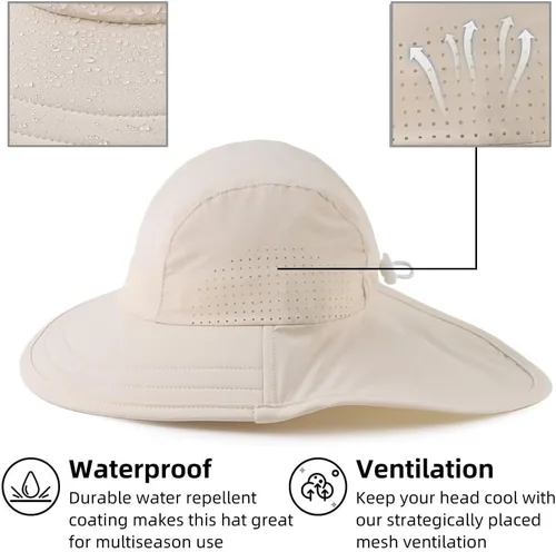 Miniatura 3 de Sombrero de verano para niños pequeños con solapa para el cuello, impermeable, sombrero de natación para niños, protección UV, sombrero de playa