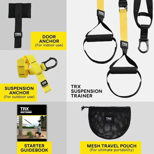 Miniatura 6 de TRX Formación. Entrenador de suspensión basic kit + ancla para puerta, complete full body entrenamientos para el hogar y en la carretera.
