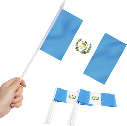 Miniatura 23 de Anley Mini bandera de El Salvador, paquete de 12 unidades, banderas salvadoreñas pequeñas en miniatura de mano en barra, resistentes a