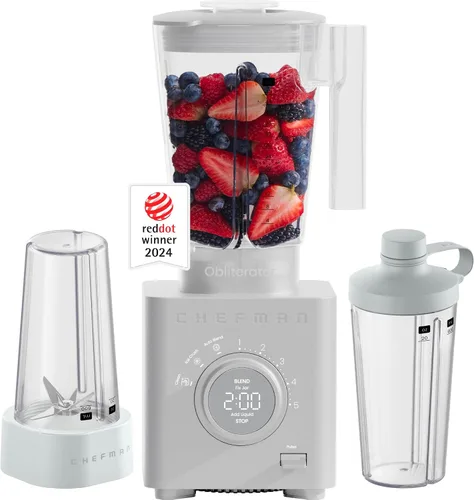 Miniatura 9 de Chefman Obliterator - Licuadora de encimera de 48 onzas para batidos, motor de 1380W para triturar hielo, nueces y fruta congelada con cuchilla